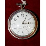 Large verge movement pocket watch, the dial named John Ward, the movement marked John Ward No. 7266.