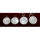 Continental silver pocket watch and three other (4)