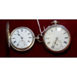Silver hallmarked cased hunter pocket watch English lever movement engraved J Tuck Romsey and an