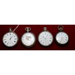 Silver cased pin set pocket watch, the movement by W. E.