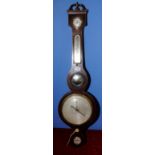 Mahogany inlaid barometer with swan neck pediment by A.