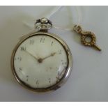 Silver pear cased pocket watch white enamel dial (a/f) single fusee movement marked Edgecume &