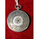 Unusual coin silver pocket watch with enamel dial,