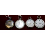Pocket watch with digital numerical display and three other pocket watches (4)
