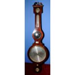 Large mahogany barometer with 10 inch steel engraved dial and swan neck pediment
