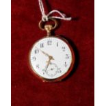 14ct gold cased ladies fob pocket watch,