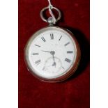 Birmingham silver hallmarked 1886 cased pocket watch with plain dial secondary dial,