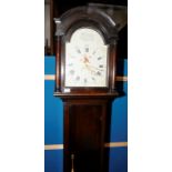 30 Hour Thomas Longley of Kirkbymoorside oak cased long cased clock with painted dial and secondary