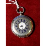 Continental silver (925) cased half hunter fob pocket watch circa 1870