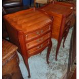 Pair of mahogany three drawer bedside chests