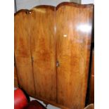 Triple door walnut wardrobe