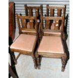 Set of four oak dining chairs with drop in seats