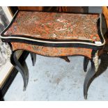 Victorian ebonised and boule work card table