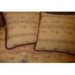 Pair of curtains with matching cushions and tie backs