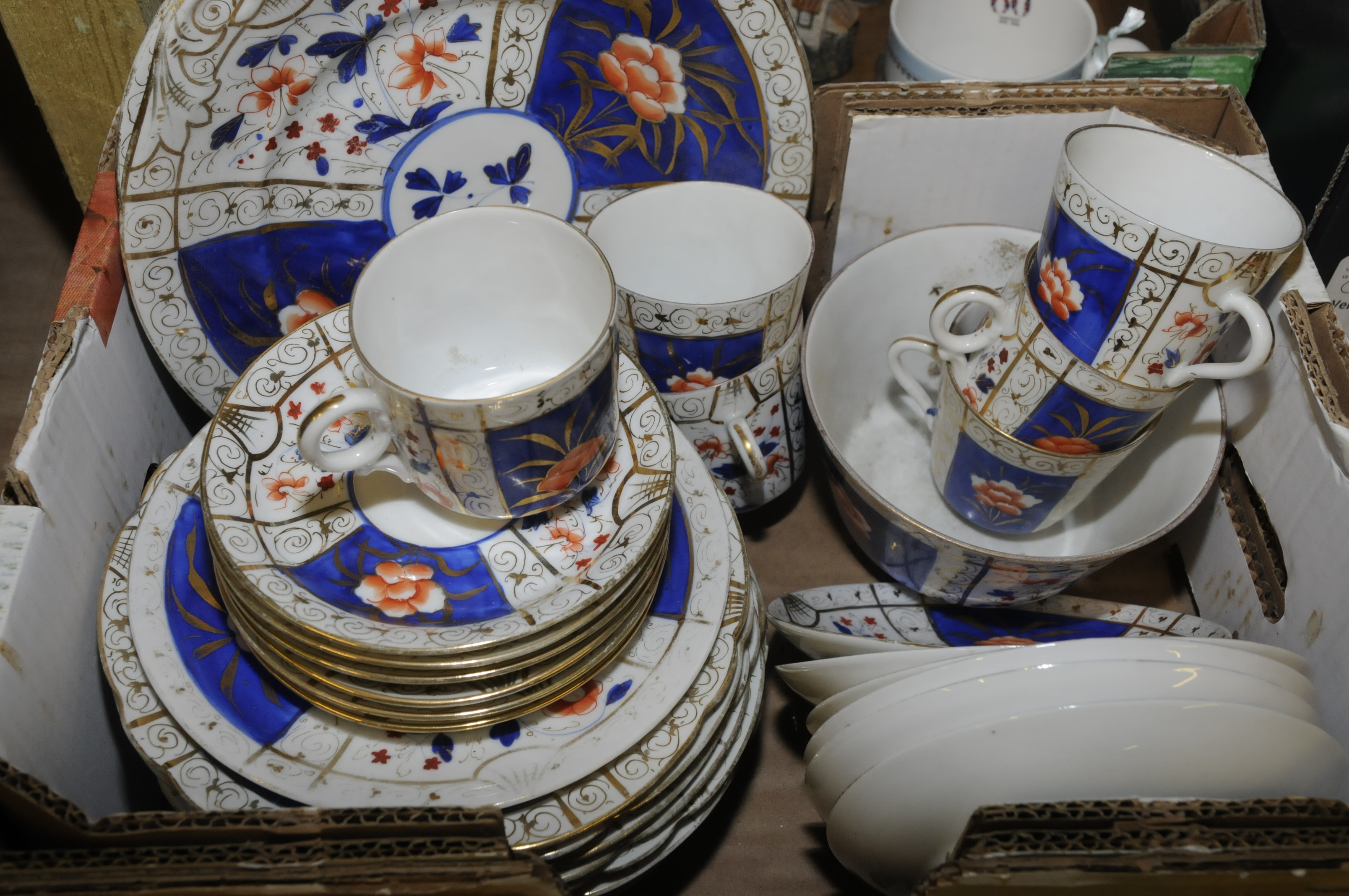 Edwardian tea set with blue floral and gilt decoration