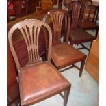 Set of nine (8+1) mahogany wheat sheaf dining chairs with leather seats
