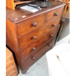 Victorian mahogany chest of two short above three long drawers on turned supports