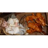 Carved wooden elephants, angel Christmas light etc.