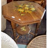 Victorian two tier occasional table with painted detail