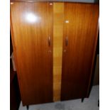 1970s retro bedroom suite comprising of large double door wardrobe,