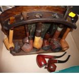 Oak pipe rack and selection of pipes