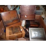 Small selection of wooden letter racks, wooden boxes etc.