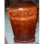 19th C mahogany bow front cabinet with single drawer above cupboard door with fitted interior