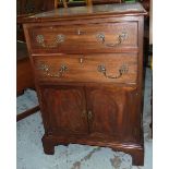 Mahogany side cabinet with two drawers above two cupboard doors