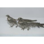 Pair of silver plated pheasants