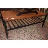 Rectangular two tier wrought metal framed coffee table