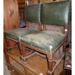 Set of three oak dining chairs with upholstered seats and backs and a Victorian armchair (4)