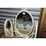 Cream painted three fold dressing table mirror