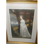 Gilt framed print depicting Victorian lady