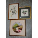 Three small framed embroideries