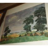 Gilt framed watercolour depicting country scene signed lower M. H.