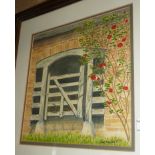 Small gilt framed watercolour entitled 'The Stable Door With Roses' by Ted Marriott