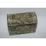 Embossed brass stationary box with poppy detail