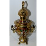 Brass samovar with painted detail to body,
