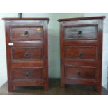 Pair of three drawer bedside chests