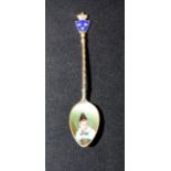 Finish silver gilt and enamel tea spoon