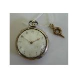 Silver pear cased pocket watch white ena