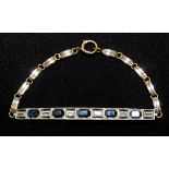 Diamond and sapphire bracelet set with s