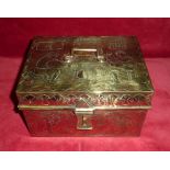 19th C brass Dutch folk art box of recta