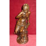 Bronze figure of a seated semi clad lady