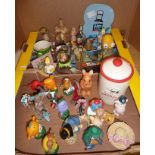 Two boxes of assorted figures including Mr Men & Little Miss, Jim Henson figures,