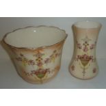 Crown Devon 'Etna' blush ware vase and matching jardiniere