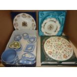 Selection of Wedgwood jasper ware and collectors plates including Coalport