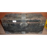 Small wooden carpenters box with metal work banding