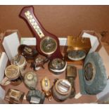 Selection of various novelty lighters, barometer, carriage clock etc.