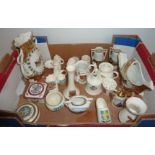 Box of assorted crested and souvenir china including Scarborough, Bridlington, Huddersfield etc.